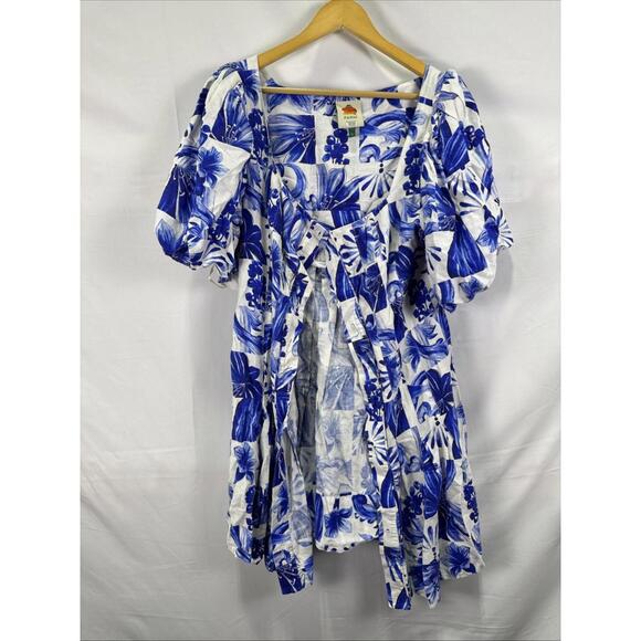 FARM Rio Garden Tiles Mini Dress Size L (Missing Buttons) - Picture 2 of 7